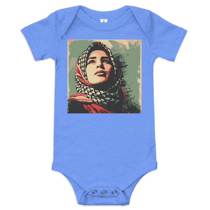 Baby short sleeve one piece - Palestine Hope, Heather Columbia Blue