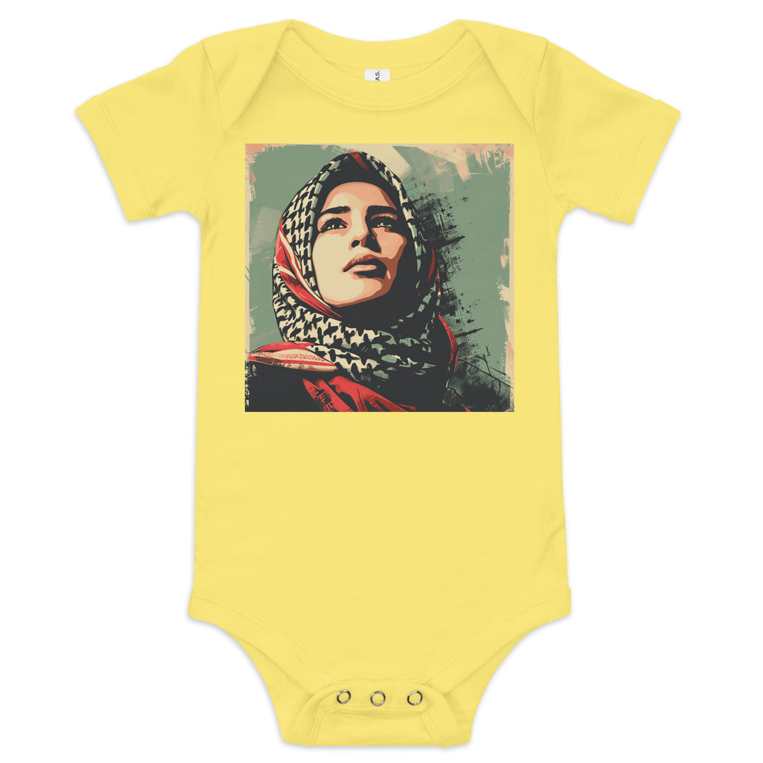 Baby short sleeve one piece - Palestine Hope, Yellow
