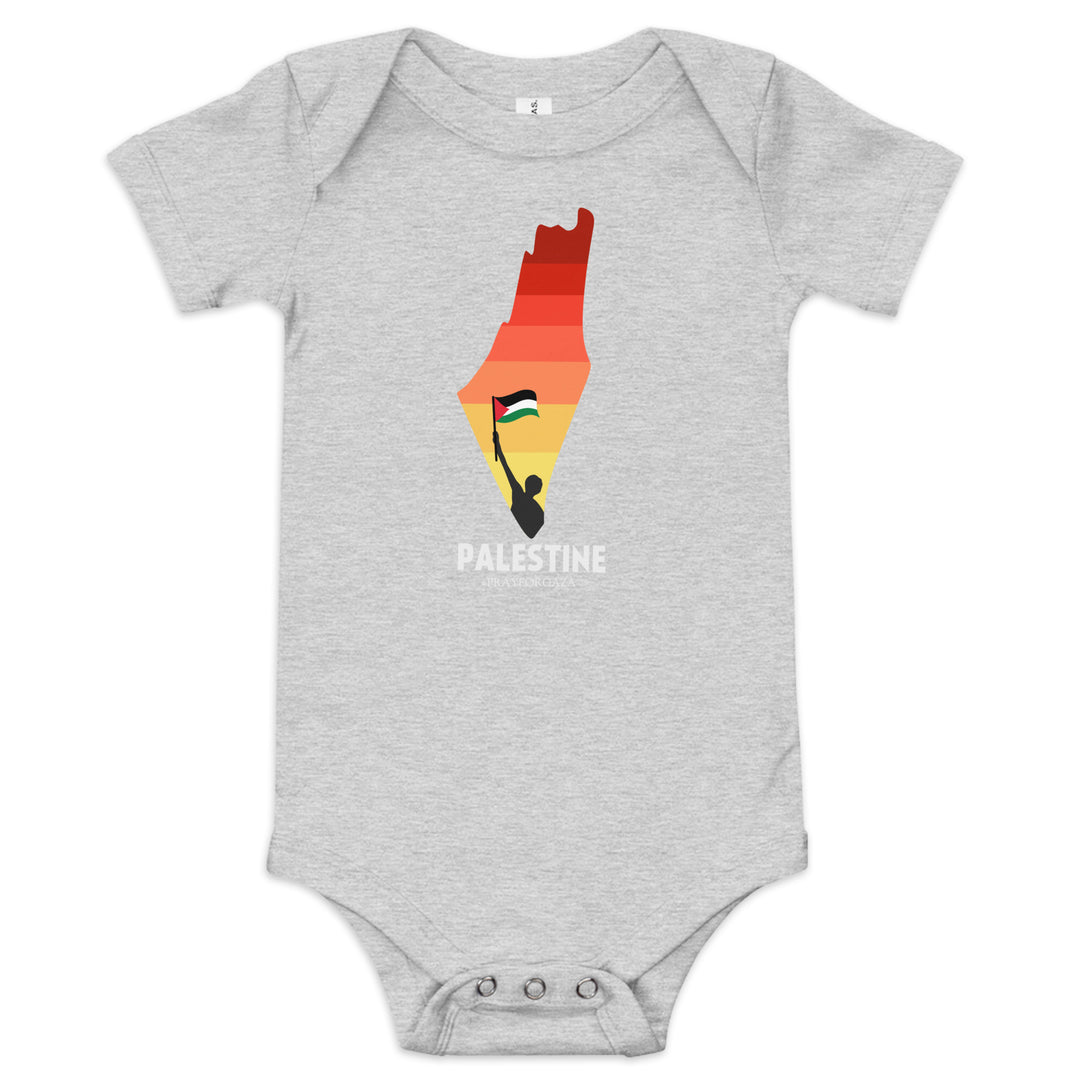 Baby short sleeve one piece - Palestine Map, Heather