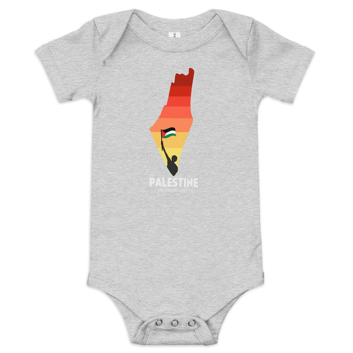 Baby short sleeve one piece - Palestine Map, Heather
