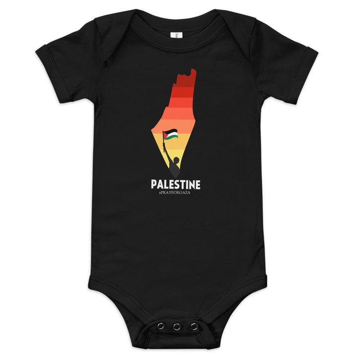 Baby short sleeve one piece - Palestine Map, Black