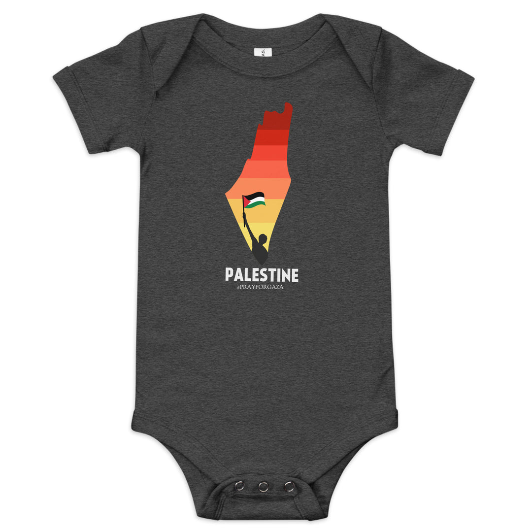 Baby short sleeve one piece - Palestine Map, Dark Grey Heather