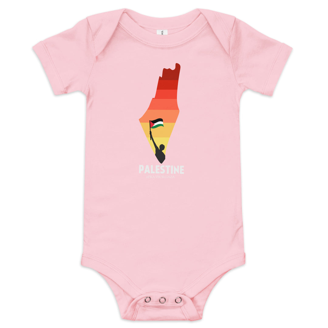 Baby short sleeve one piece - Palestine Map, Pink