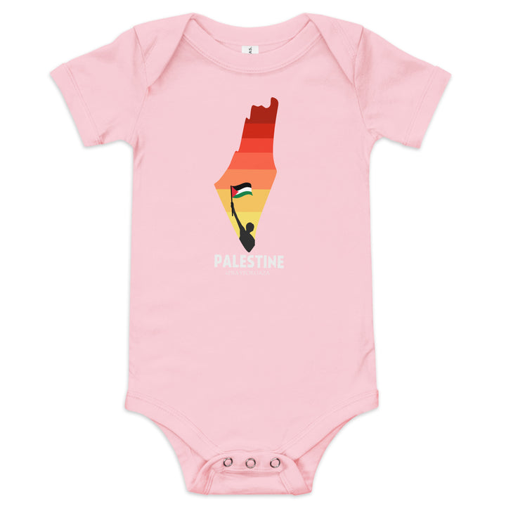 Baby short sleeve one piece - Palestine Map, Pink