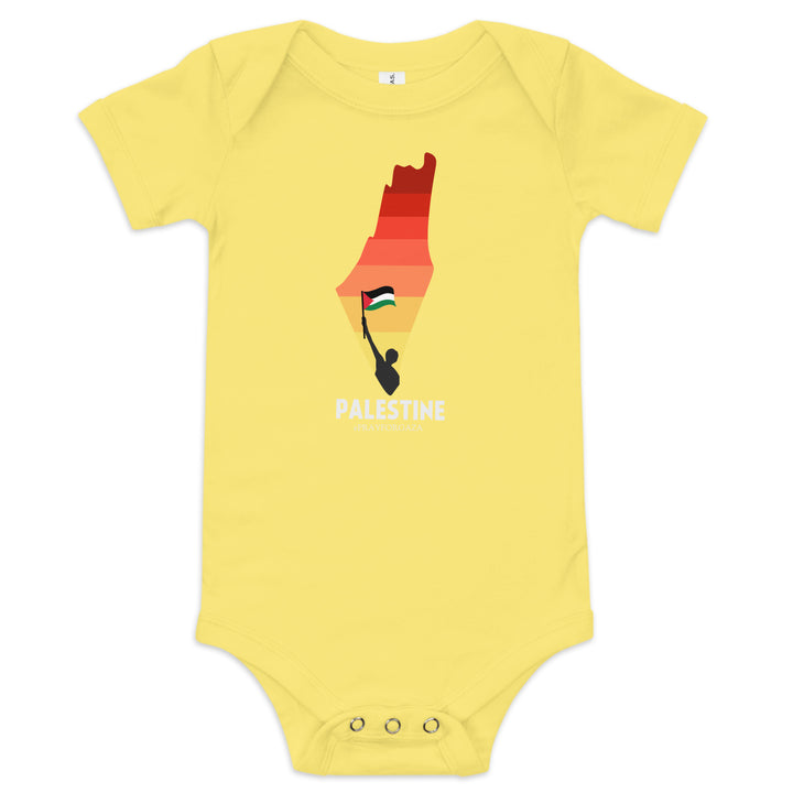 Baby short sleeve one piece - Palestine Map, Yellow