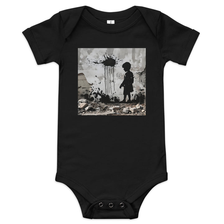Baby short sleeve one piece - Palestine Wall, Black