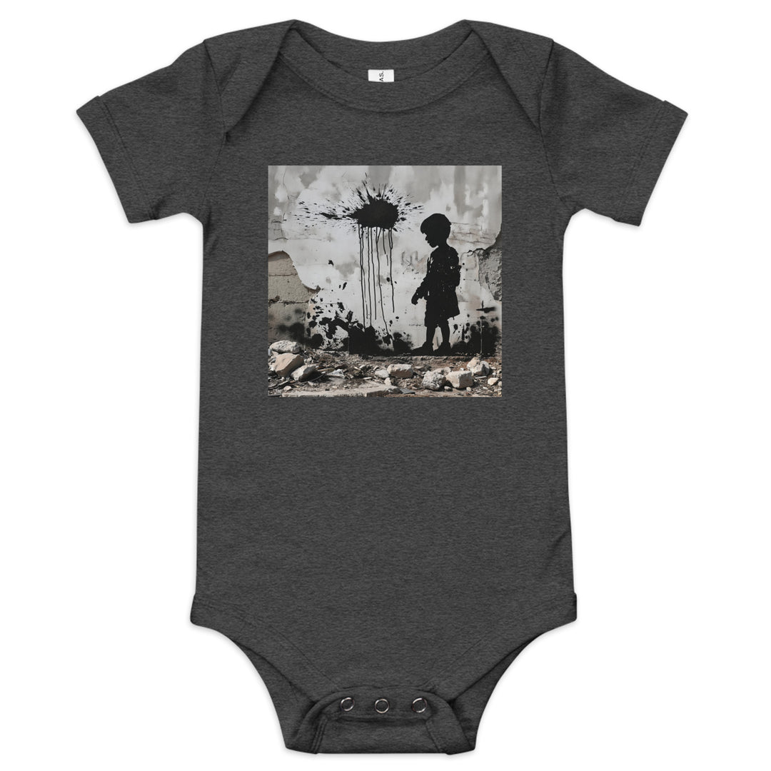 Baby short sleeve one piece - Palestine Wall, Dark Grey Heather
