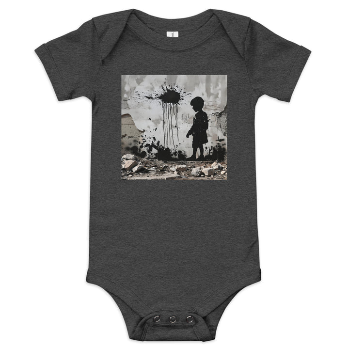 Baby short sleeve one piece - Palestine Wall, Dark Grey Heather