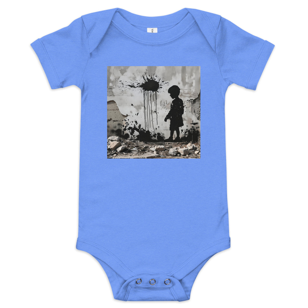 Baby short sleeve one piece - Palestine Wall, Heather Columbia Blue