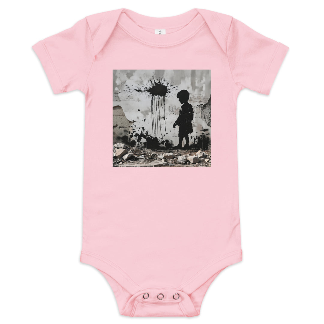 Baby short sleeve one piece - Palestine Wall, Pink