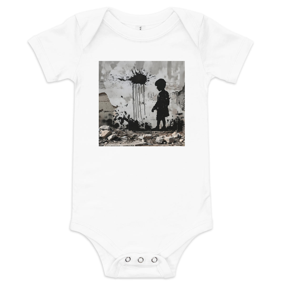 Baby short sleeve one piece - Palestine Wall, White