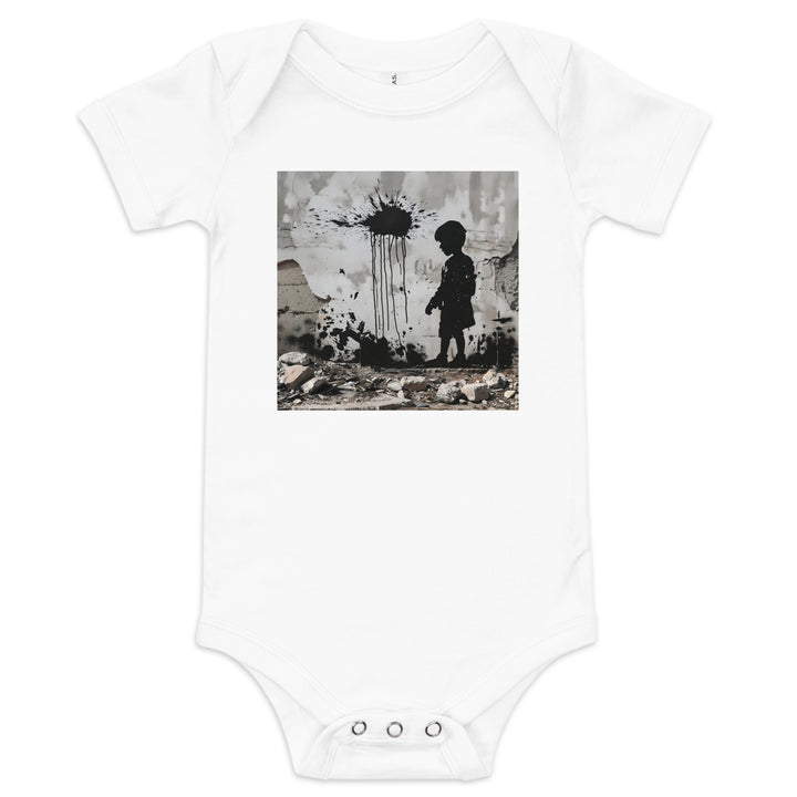 Baby short sleeve one piece - Palestine Wall, White