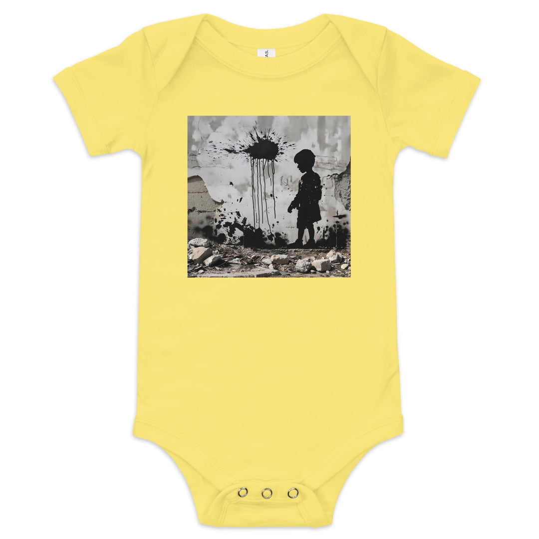 Baby short sleeve one piece - Palestine Wall, Yellow