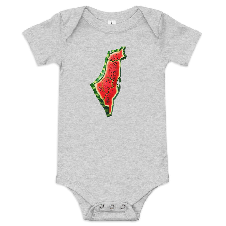 Baby short sleeve one piece - Palestine Watermelon, Heather