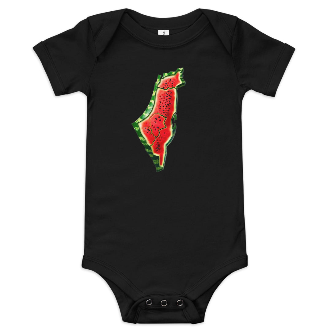 Baby short sleeve one piece - Palestine Watermelon, Black