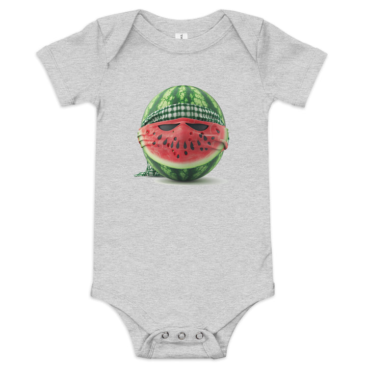 Baby short sleeve one piece - Palestine Watermelon Fighter, Heather