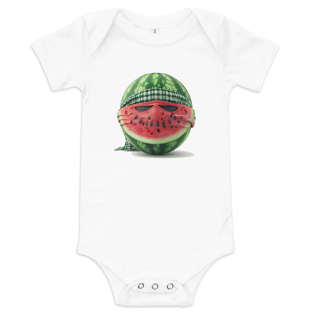 Baby short sleeve one piece - Palestine Watermelon Fighter, White