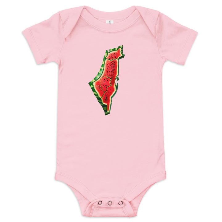 Baby short sleeve one piece - Palestine Watermelon, Pink