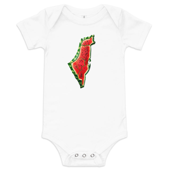 Baby short sleeve one piece - Palestine Watermelon, White