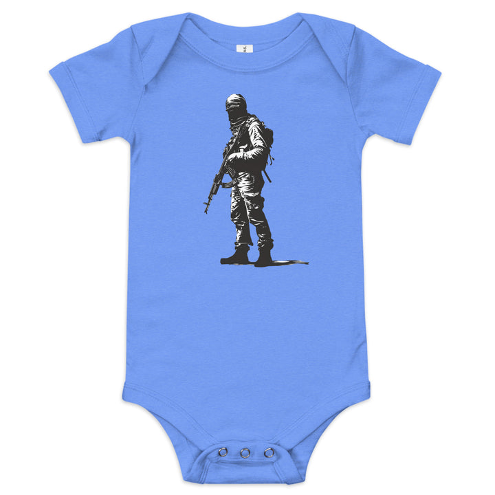 Baby short sleeve one piece - The Fighter, Heather Columbia Blue