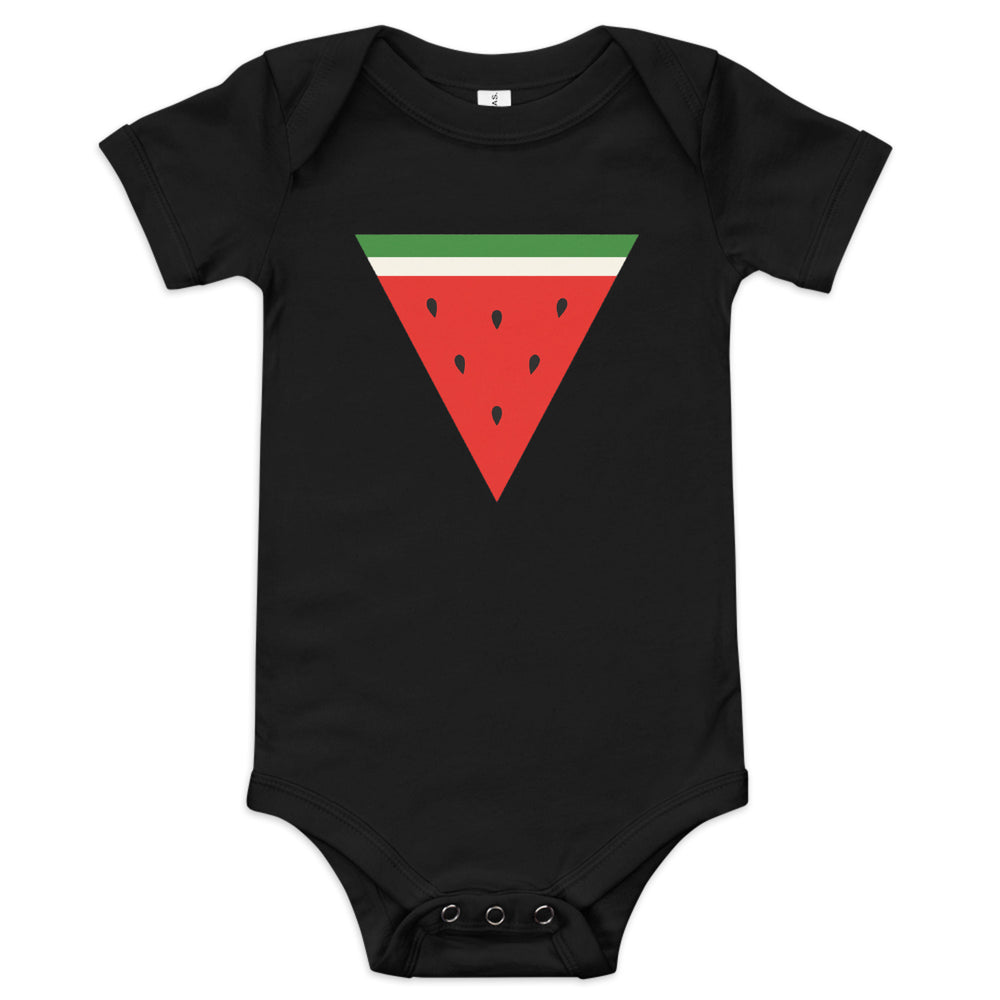 Baby short sleeve one piece - Triangle Watermelon, Black