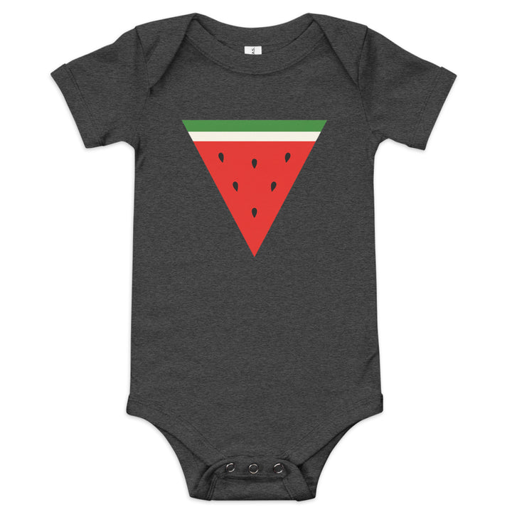 Baby short sleeve one piece - Triangle Watermelon, Dark Grey Heather