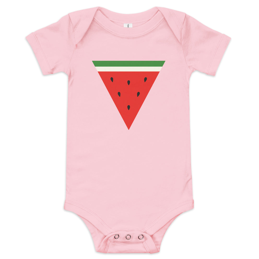 Baby short sleeve one piece - Triangle Watermelon, Pink