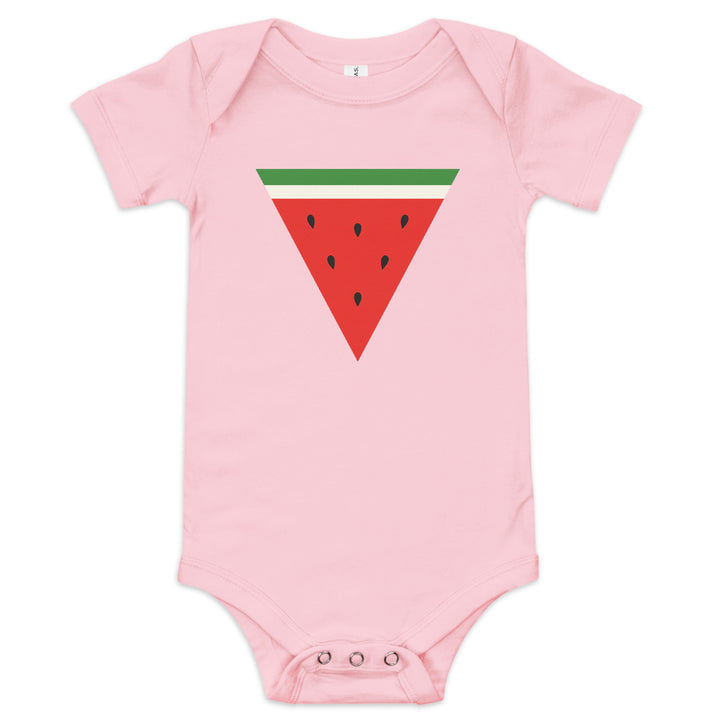 Baby short sleeve one piece - Triangle Watermelon, Pink