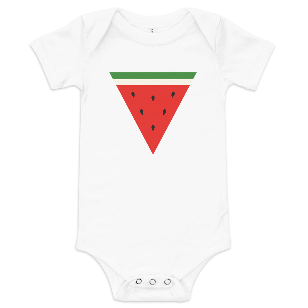 Baby short sleeve one piece - Triangle Watermelon, White