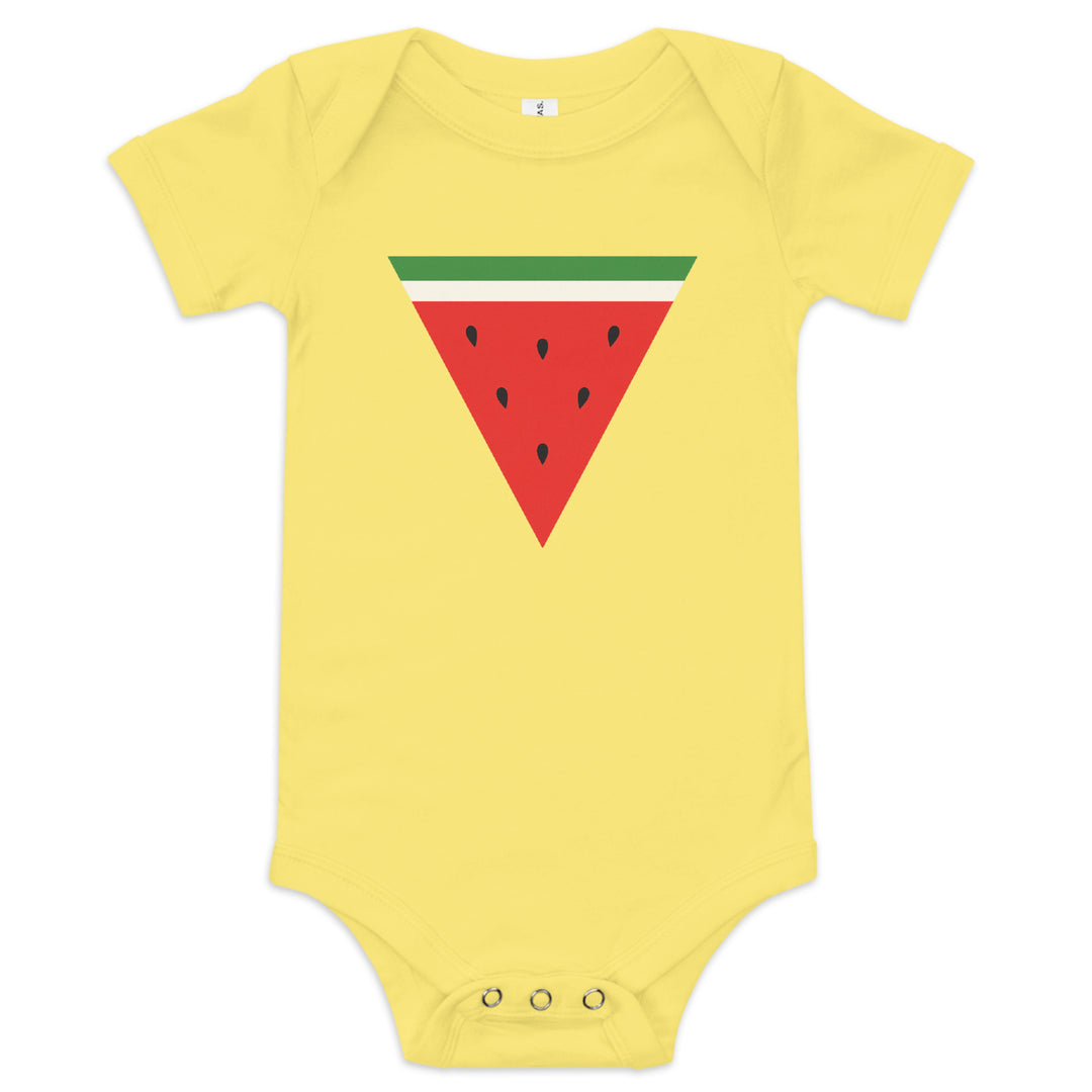 Baby short sleeve one piece - Triangle Watermelon, Yellow