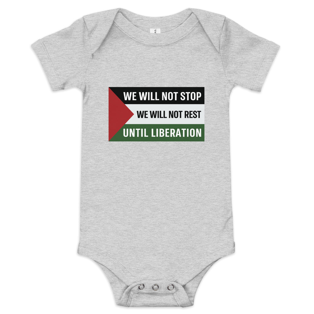 Baby Short Sleeve One Piece - We Will Not Stop, Heather