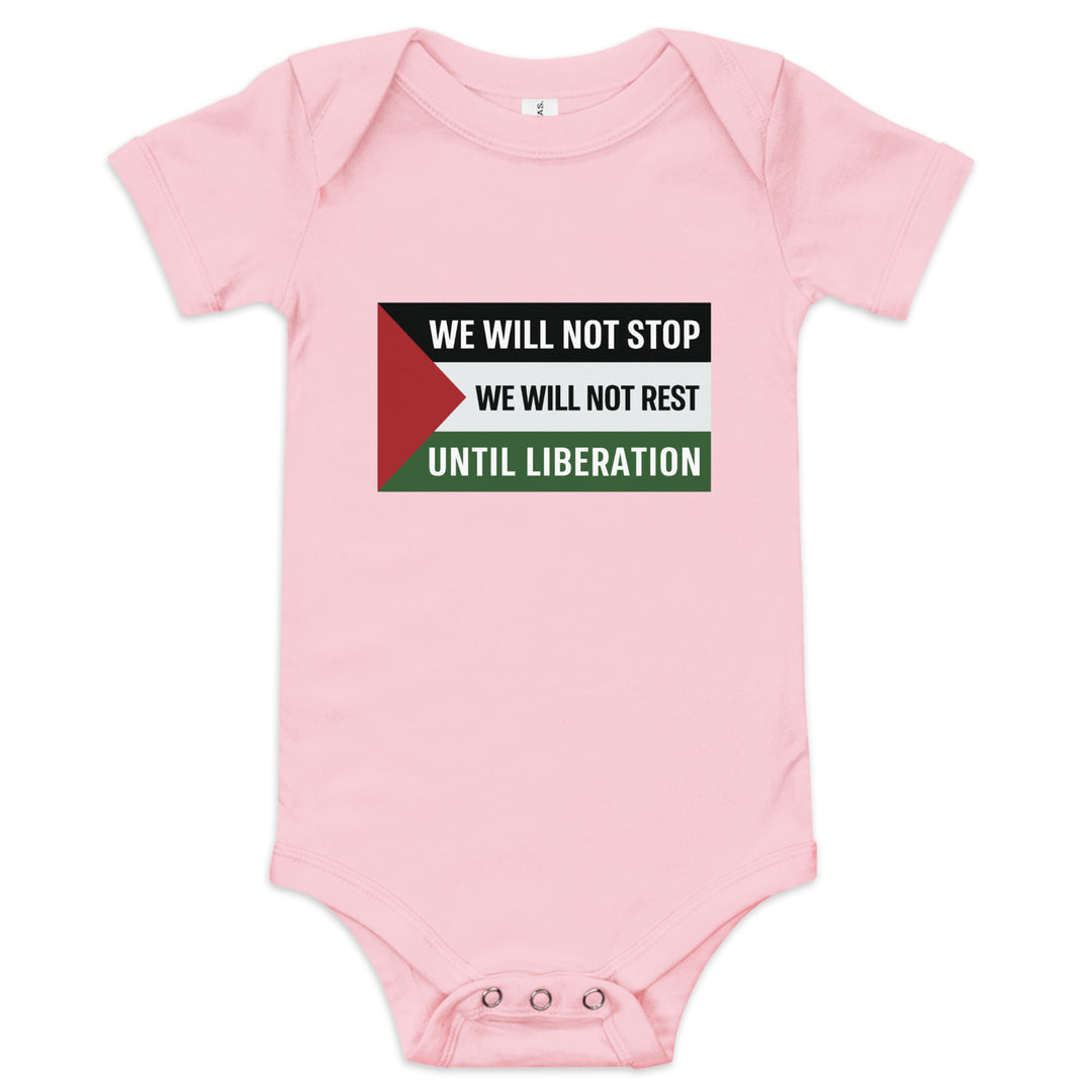 Baby Short Sleeve One Piece - We Will Not Stop, Pink