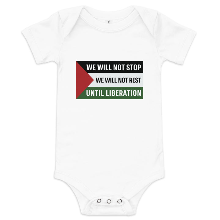 Baby Short Sleeve One Piece - We Will Not Stop, White