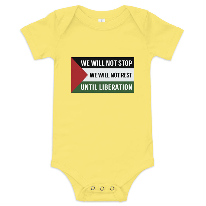 Baby Short Sleeve One Piece - We Will Not Stop, Yellow