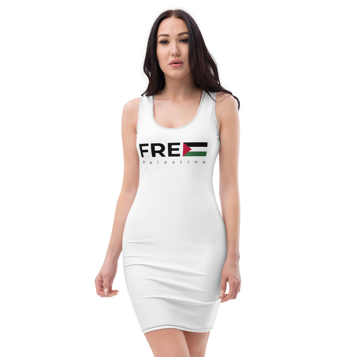 Bodycon dress - Free Palestine, Bodycon Dress White