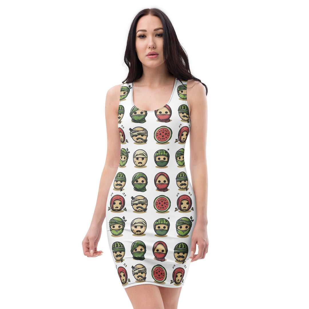 Bodycon dress - Palestine Emoji, Bodycon Dress White