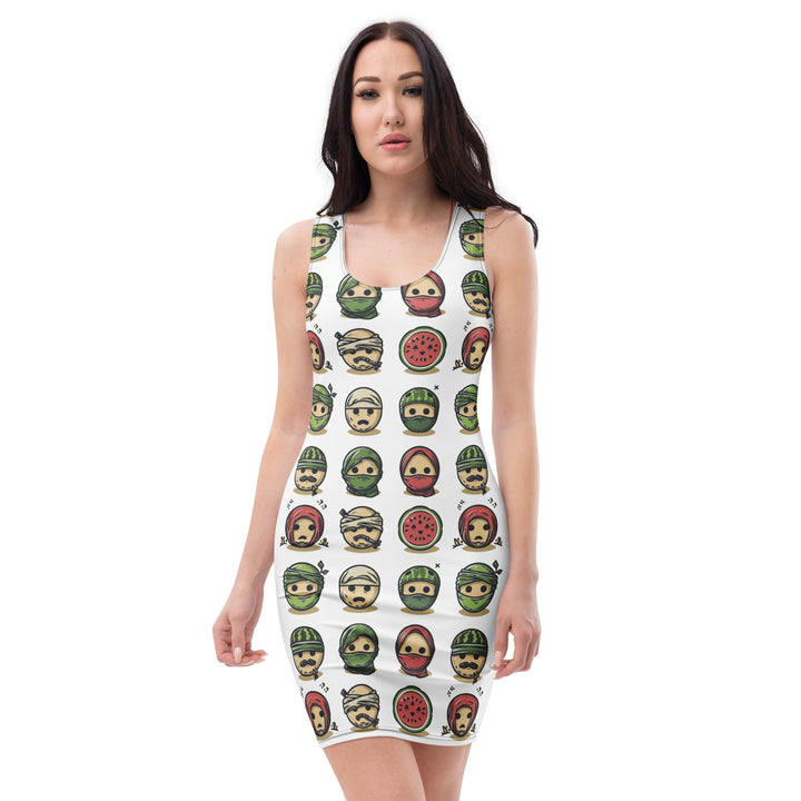 Bodycon dress - Palestine Emoji, Bodycon Dress White