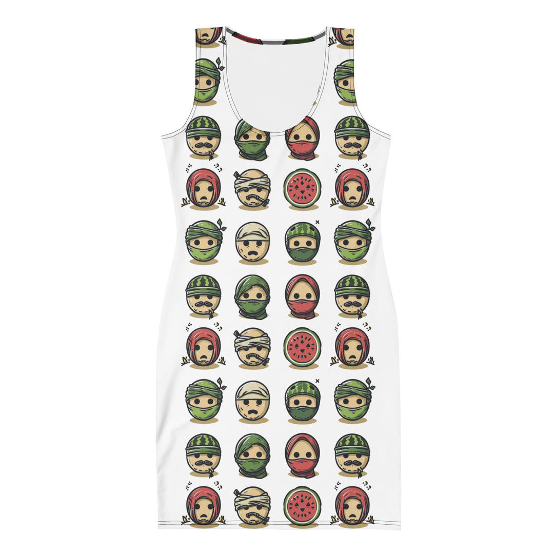 Bodycon dress - Palestine Emoji, Bodycon Dress White