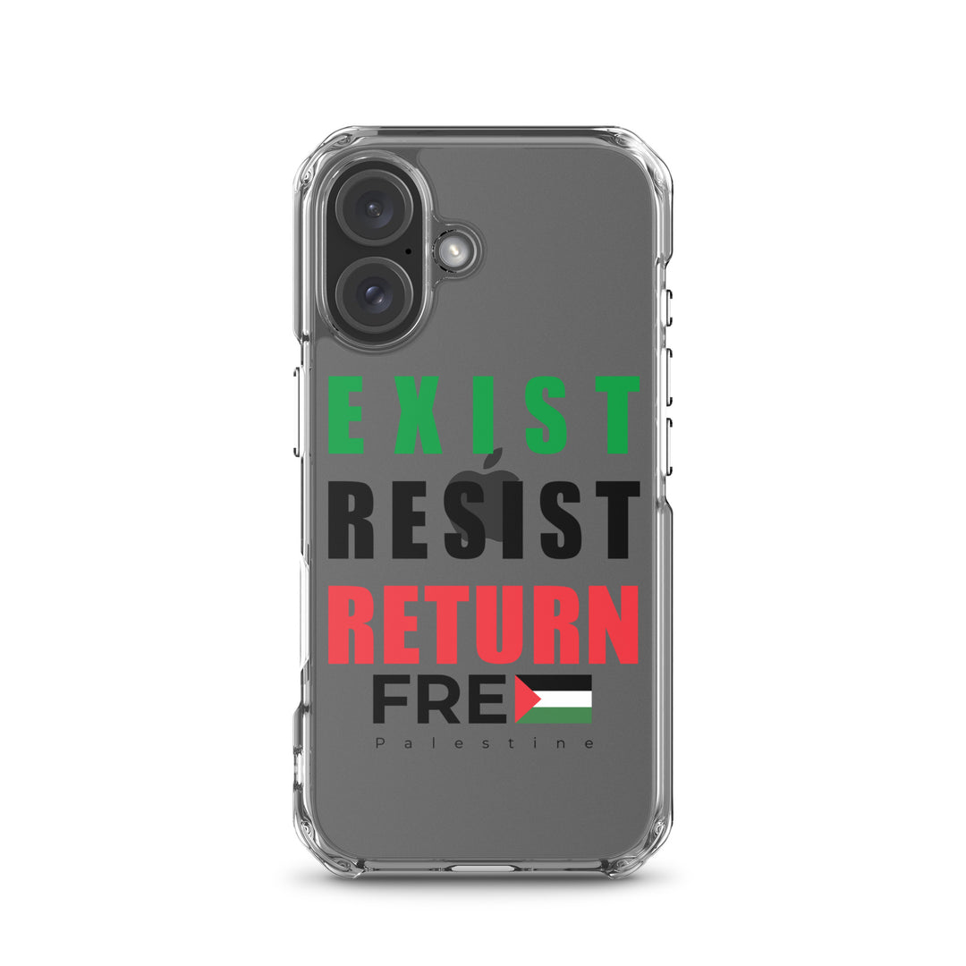 Clear Case for iPhone® - Exist. Resist. Return., iPhone iPhone 16 Case On Phone