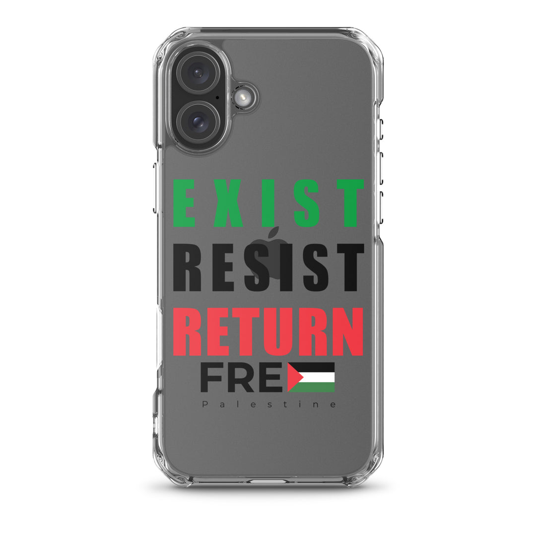 Clear Case for iPhone® - Exist. Resist. Return., iPhone iPhone 16 Plus Case On Phone