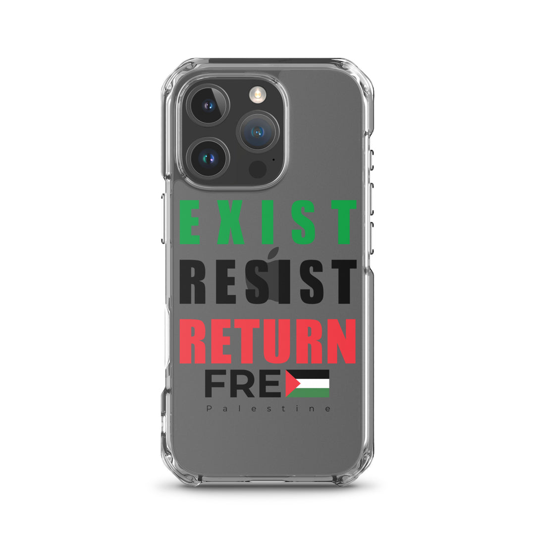 Clear Case for iPhone® - Exist. Resist. Return., iPhone iPhone 16 Pro Case On Phone