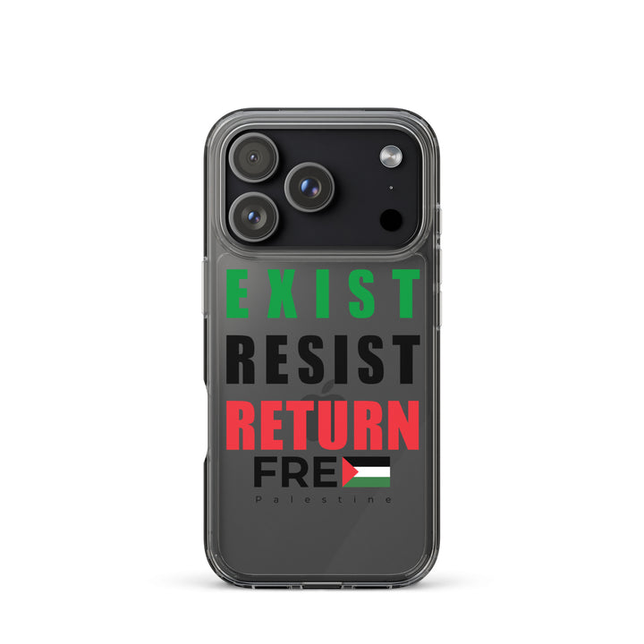 Clear Case for iPhone® - Exist. Resist. Return., iPhone iPhone 17 Pro Case On Phone