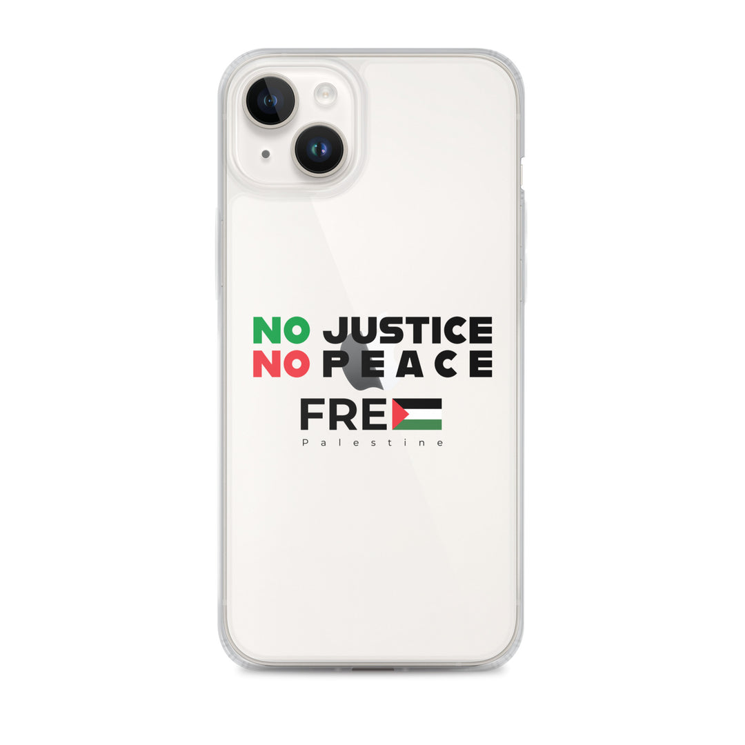 Clear Case for iPhone® - No Justice No Peace, iPhone iPhone 14 Plus Case On Phone