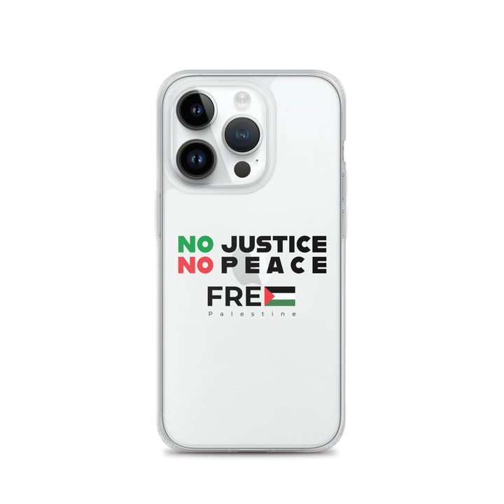 Clear Case for iPhone® - No Justice No Peace, iPhone iPhone 14 Pro Case On Phone