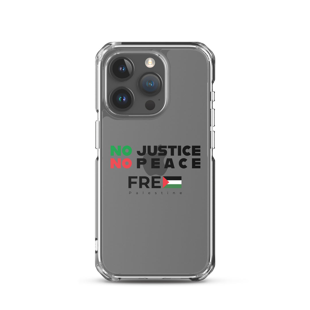 Clear Case for iPhone® - No Justice No Peace, iPhone iPhone 15 Pro Case On Phone