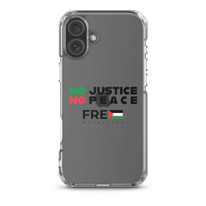 Clear Case for iPhone® - No Justice No Peace, iPhone iPhone 16 Plus Case On Phone