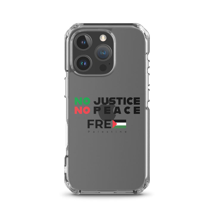 Clear Case for iPhone® - No Justice No Peace, iPhone iPhone 16 Pro Case On Phone