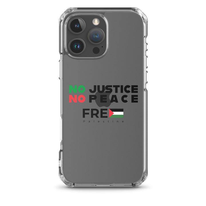 Clear Case for iPhone® - No Justice No Peace, iPhone iPhone 16 Pro Max Case On Phone