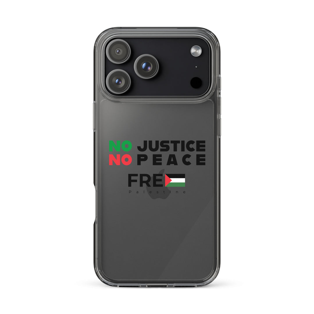 Clear Case for iPhone® - No Justice No Peace, iPhone iPhone 17 Pro Max Case On Phone