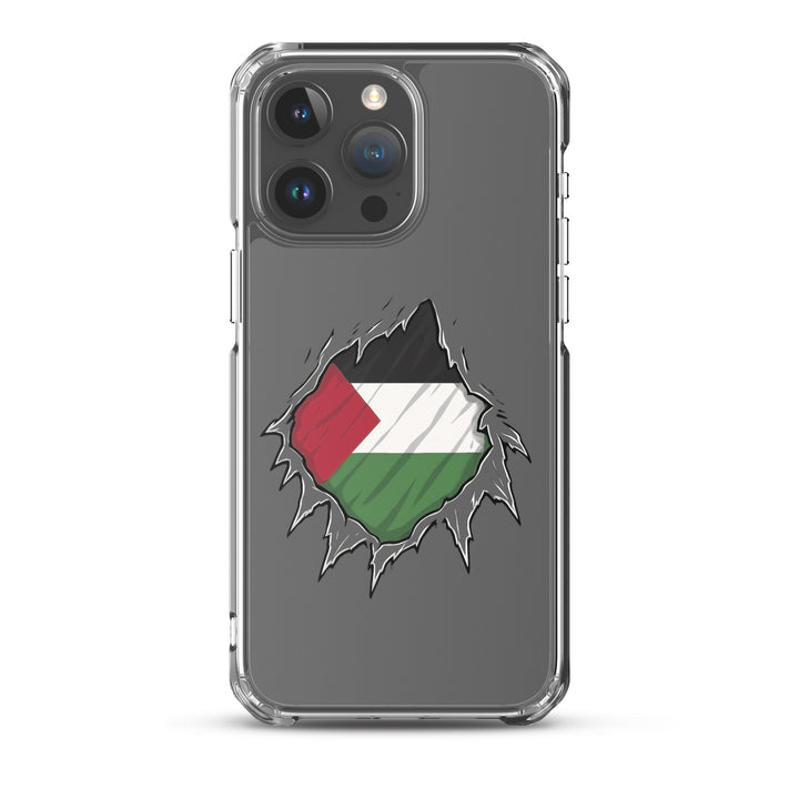 Clear Case for iPhone® - Palestine Hero, iPhone iPhone 15 Pro Max Case On Phone